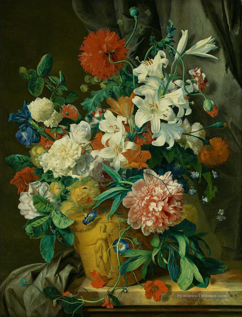 Stilleven a rencontré des Fowers de Bloemen dans le pot Jan van Huysum fleurs classiques Peintures à l'huile